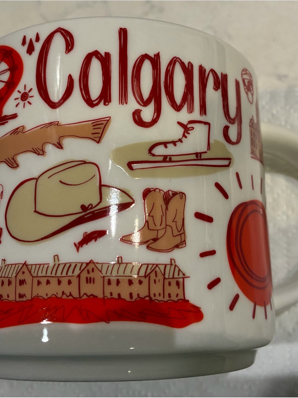 Starbucks Calgary "Been There" Collection Red Illustration Ceramic Mug -